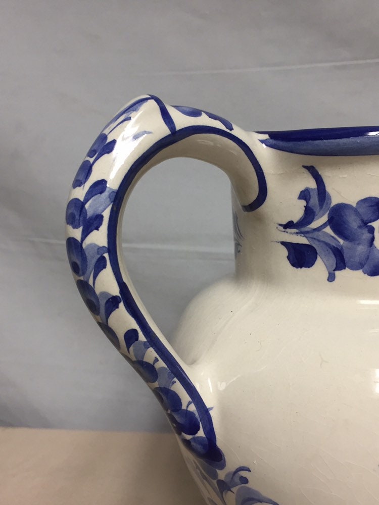 Portugal Ceramic Pitcher, Blue and White Pitcher, Portugal Pottery