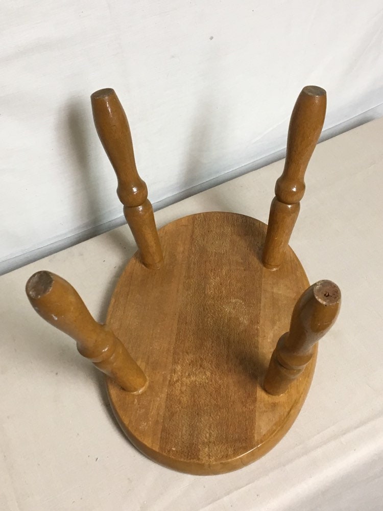 Small Wooden Folk Art Stool, Handmade Decoupage Wooden Stool, Step