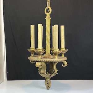 Gothic 19th Century Cast Iron Chandelier 6 Light Candelabra, NEW WIRING, Goth Revival, Victorian