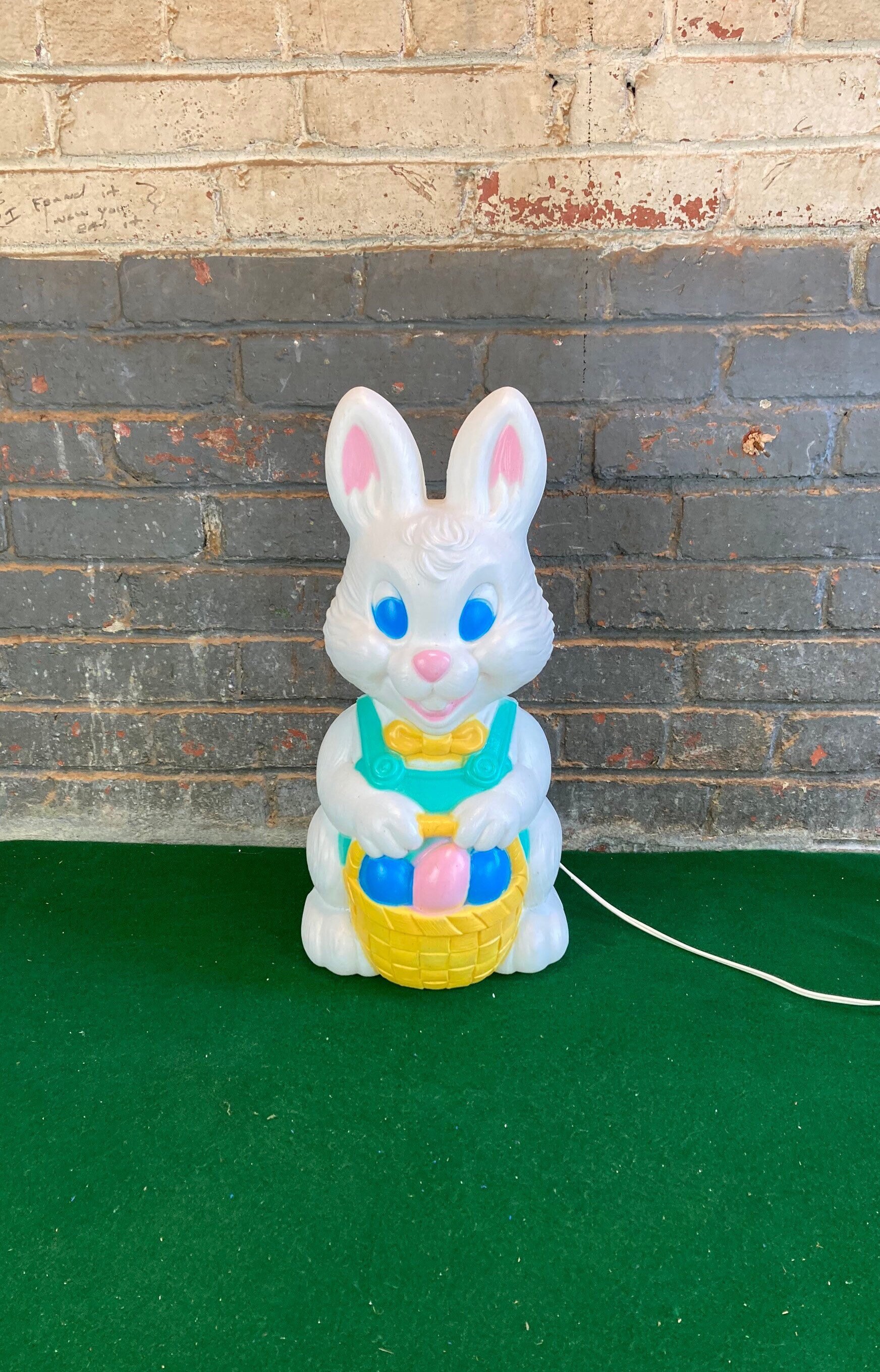 Vintage Blow Mold Easter Bunny, Light Up Decoration, 19 tall