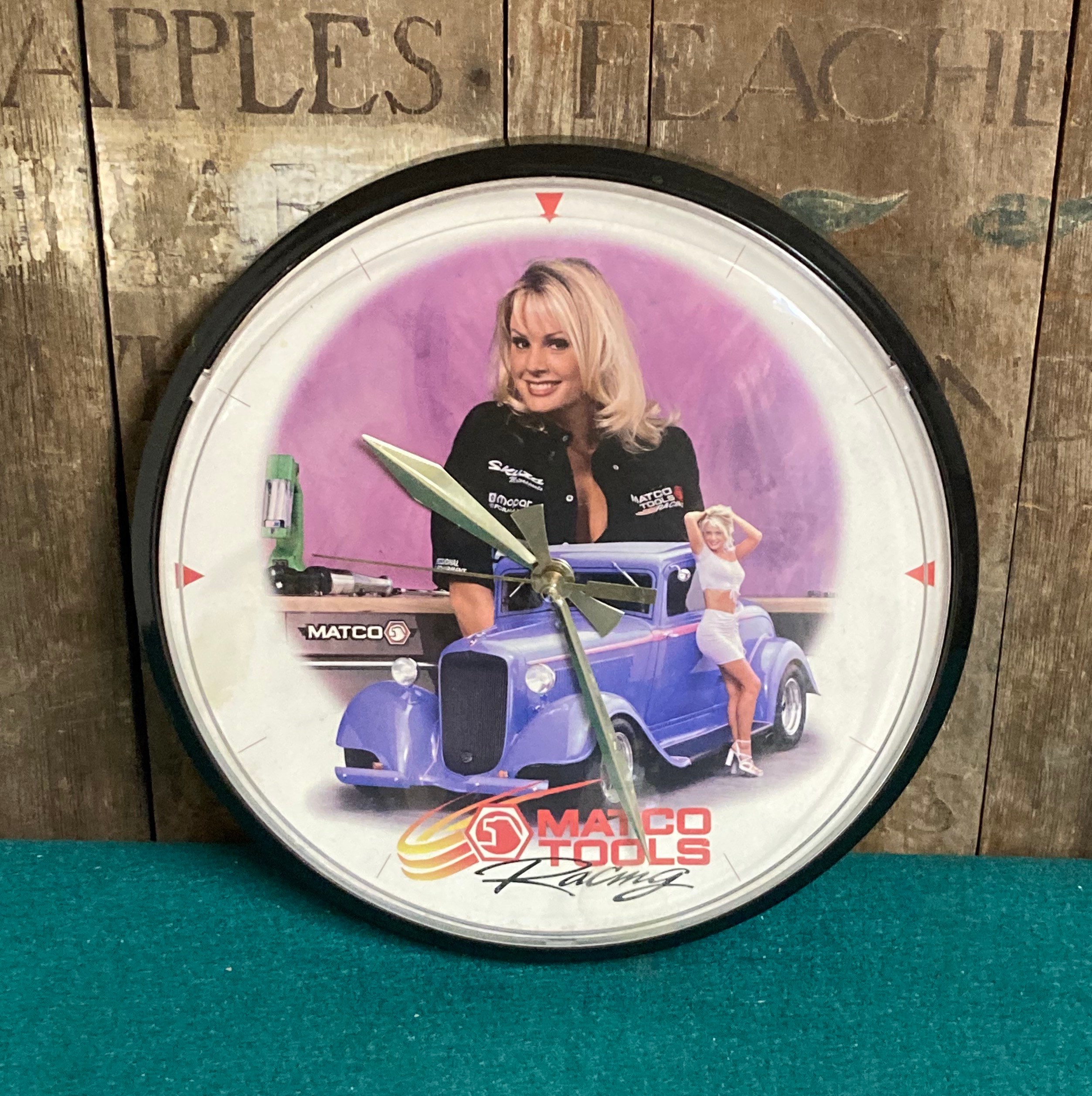 Matco Tools Auto Racing Clock Female Pinup Models, Chaney Instruments