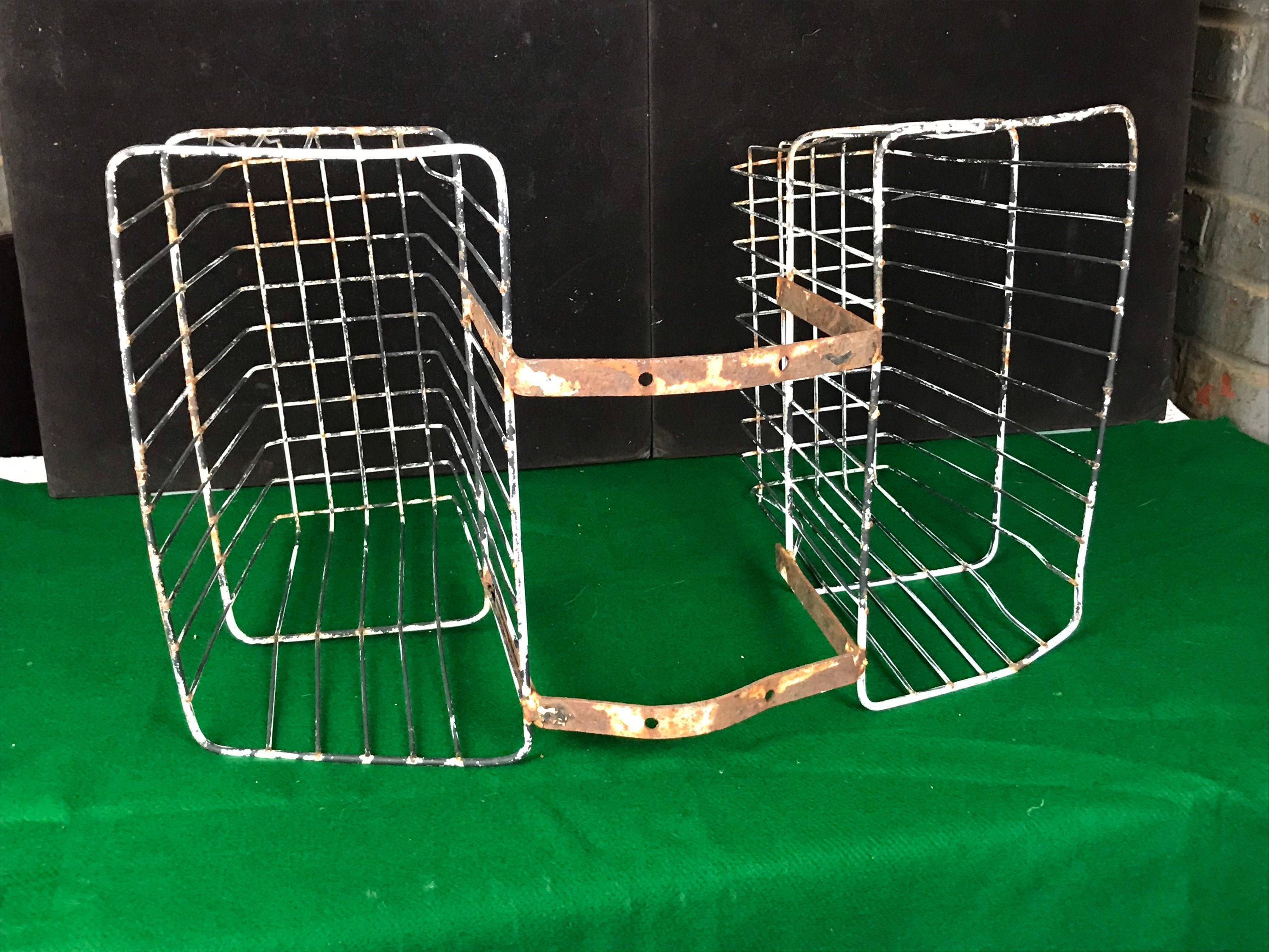 Vintage Bicycle Rear Saddle Baskets, Galvanized Steel Wire Baskets
