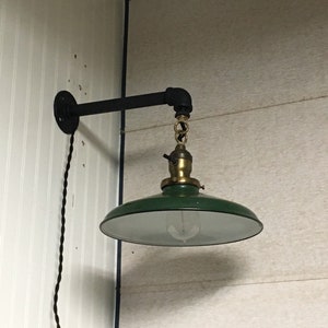 Original 10" Green Porcelain Barn Light Wall Sconce, Hanging Green Industrial Light Shade, Gas Station