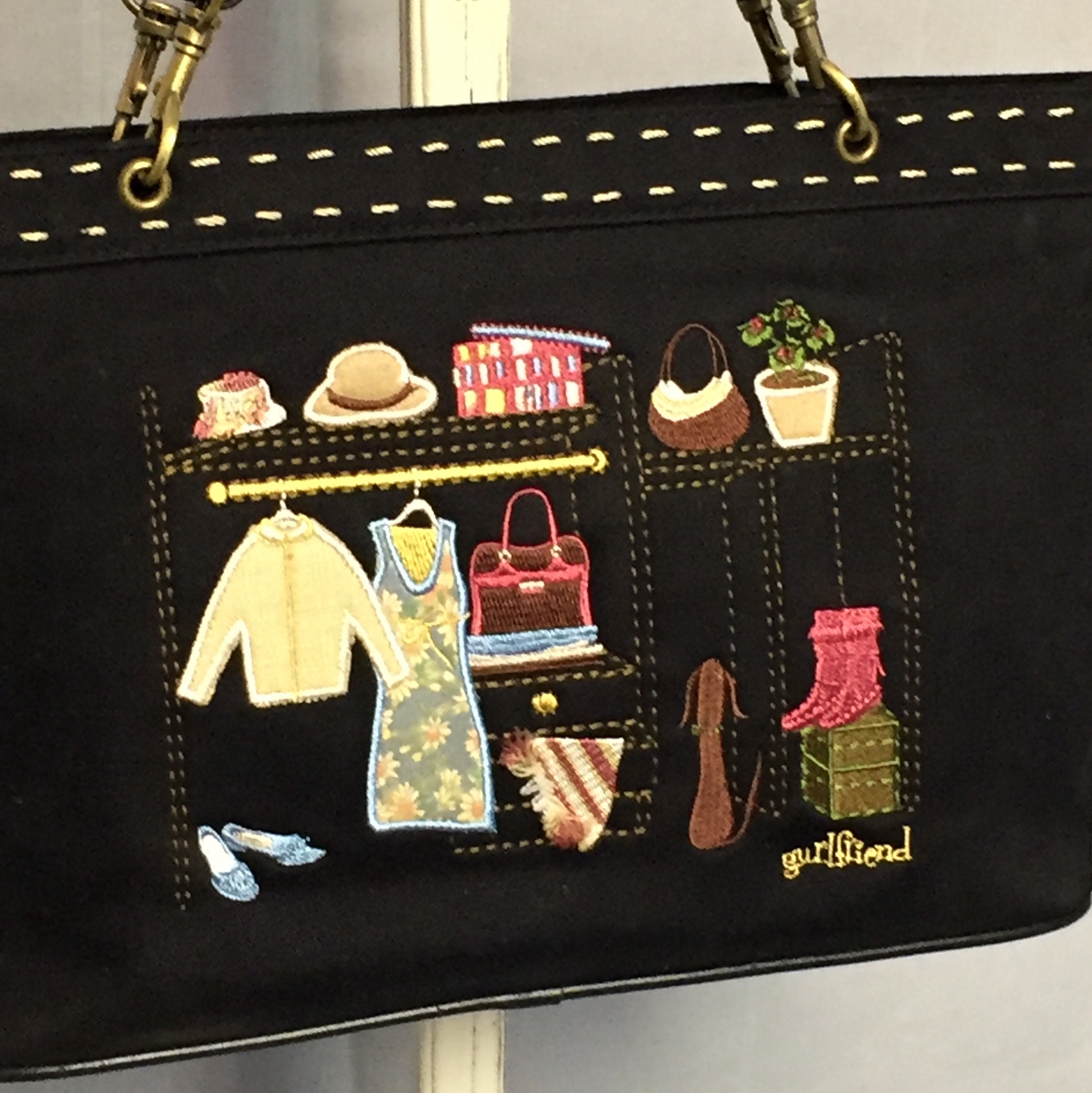 Embroidery and Applique Handbag, Gurlfriend Brand Purse, Cloth Purse