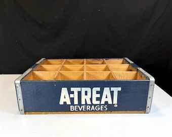 Vintage A-Treat Beverages Wooden Soda Crate