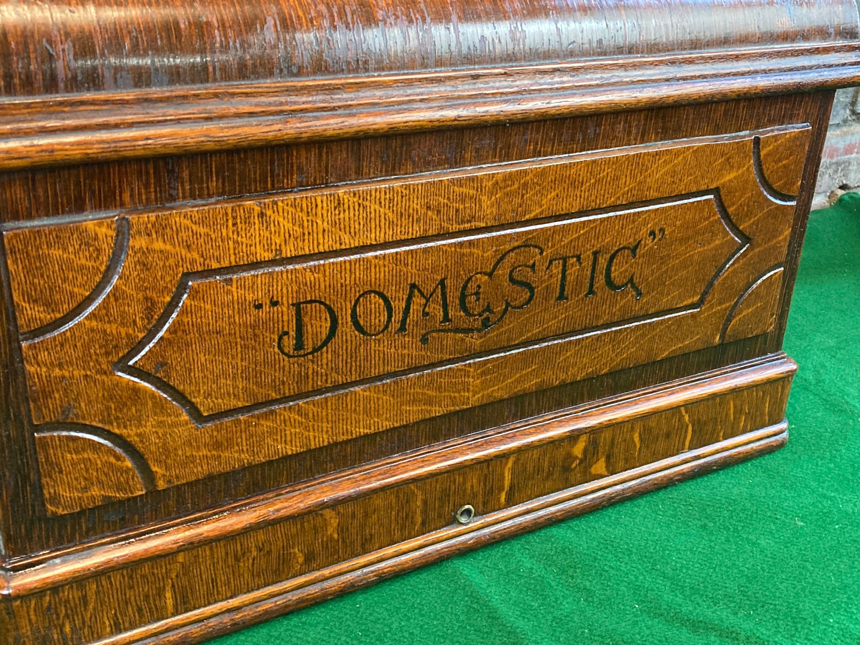 Late 1800's Domestic Treadle Sewing Machine Wooden Top Cover, Coffin