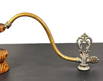 Ornate Antique Brass Bridge Arm Lamp Top Part, Gooseneck
