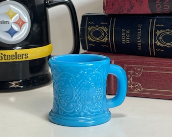 Blue Slag Glass Miniature Mug, EAPG, Bryce Walker and Co. Glass Mug