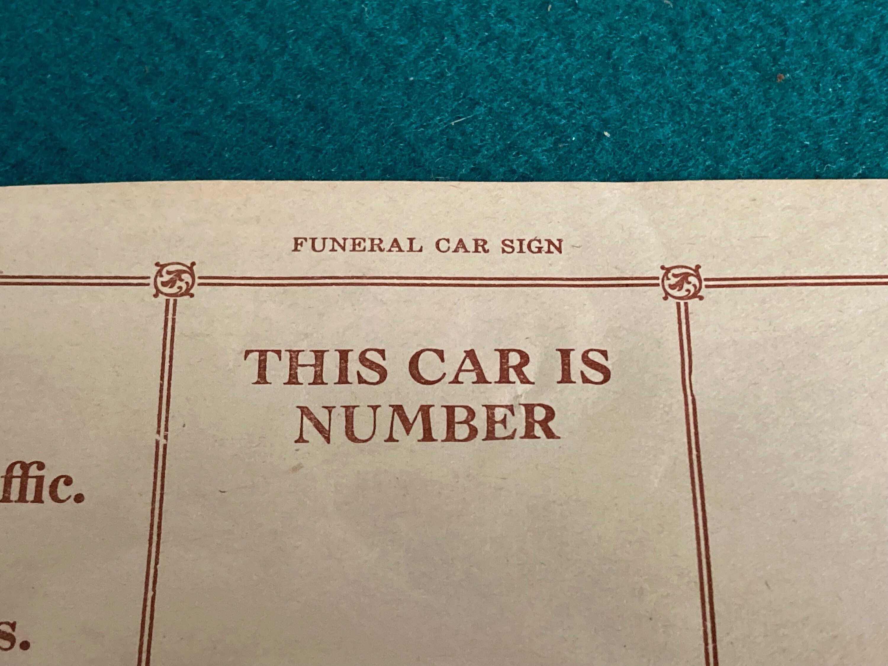 Vintage Funeral Car Sign, Funeral Procession Sticker, Mortuary