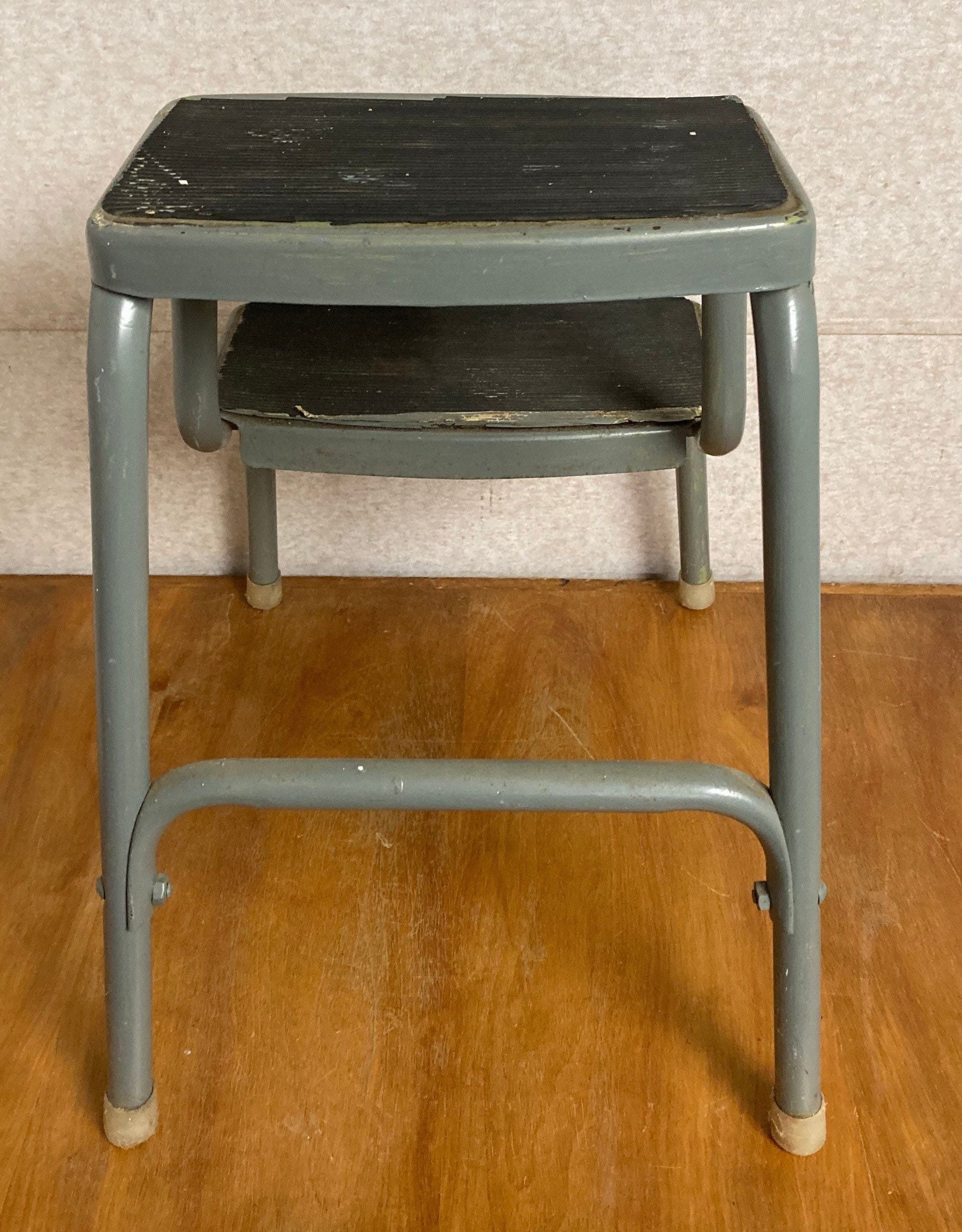 Mid Century Cosco 2 Step Metal Kitchen Step Stool, Plant Stand