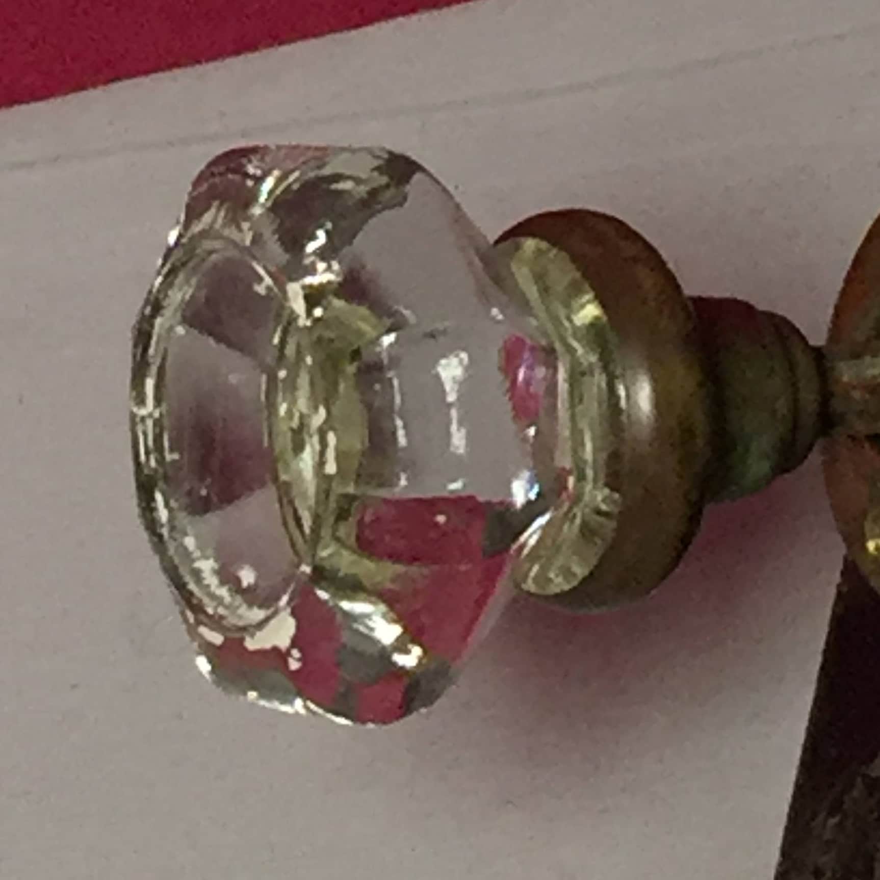 Antique Glass Door Knob Latch Lock Set, Brass Mortise Lock, Skeleton