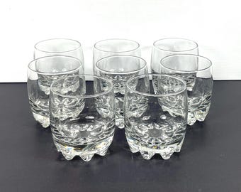 Bormioli Rocco Galassia, On The Rocks Glasses, Set of Eight (8) Lowball Glasses, Made in Italy, 8 Point Thick Glass Bottom