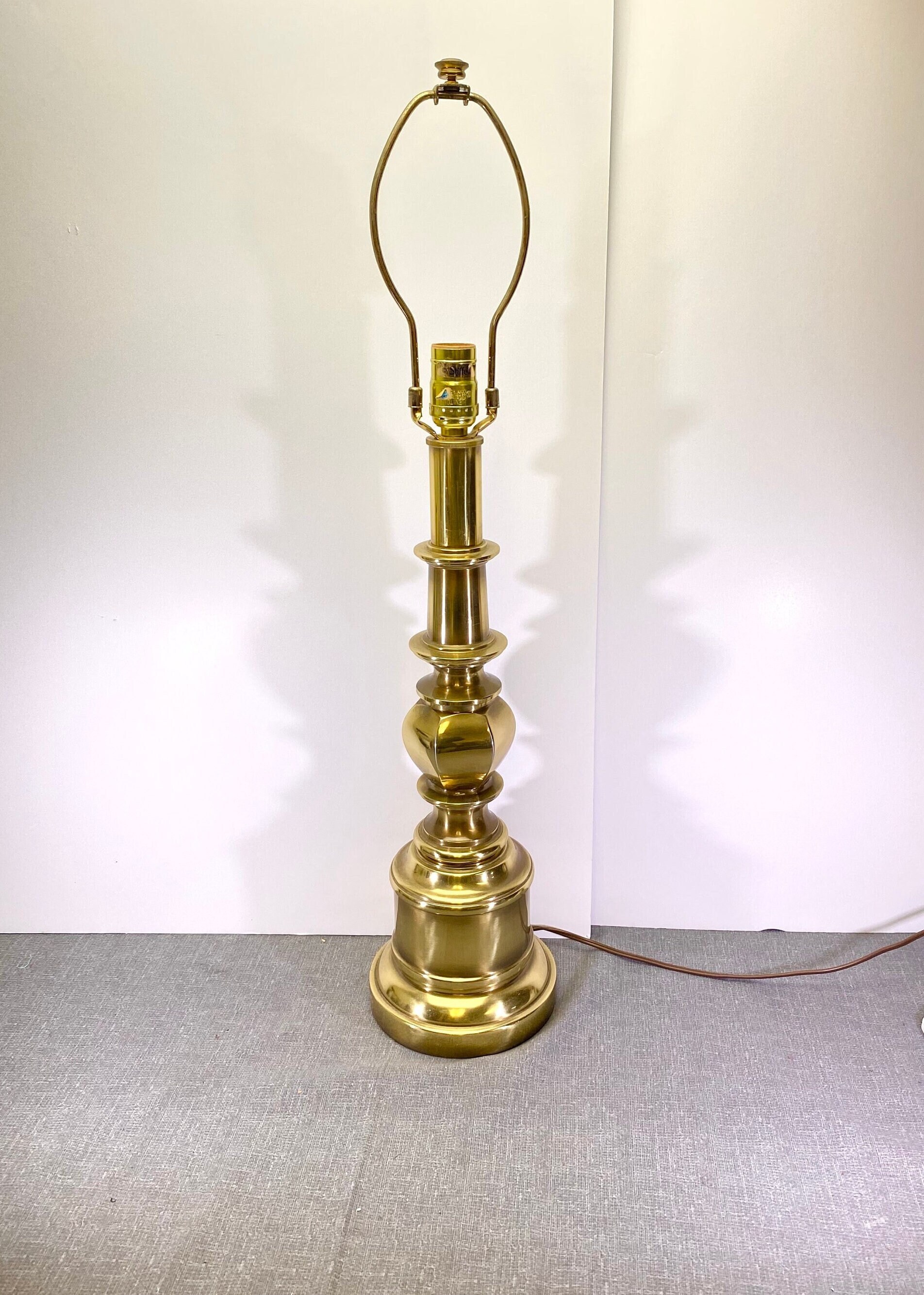 Stiffel Ivory Shadow Shade 31 High Antique Brass Table Lamp - #3Y866