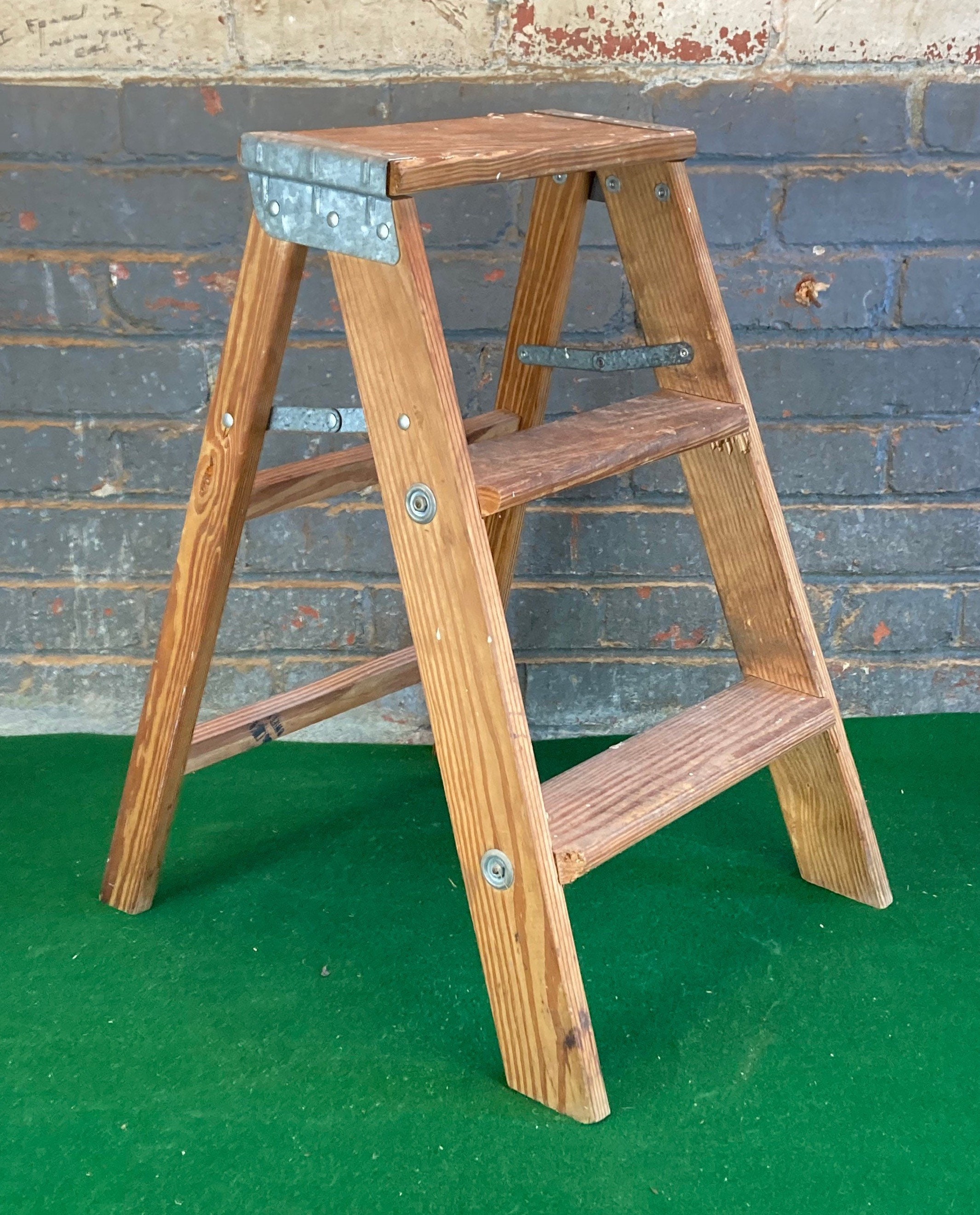 Small Wooden Step Ladder Stool, 22 Folding Step Stool, Stepladder