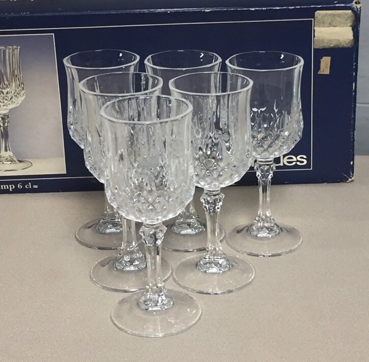 Reserved Lead Crystal Cordial Glasses, Cristal D'Arques Longchamp