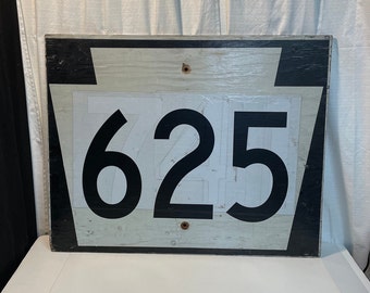 Vintage Original PA Route 625 Wooden Road Sign, Authentic 30" x 24" Street Sign