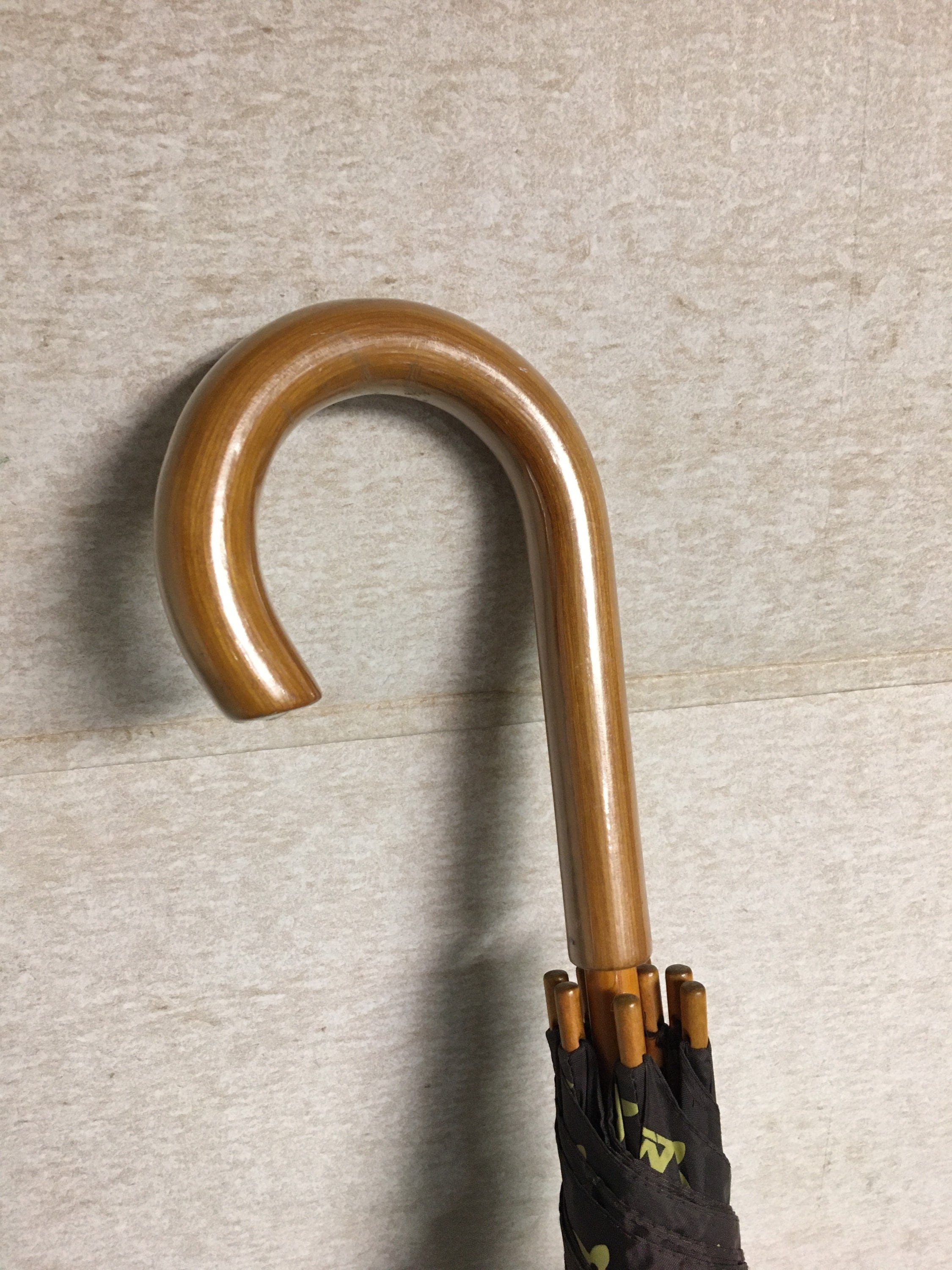 Louis Vuitton Umbrella, Mid Century Designer Umbrella, Wooden Handle