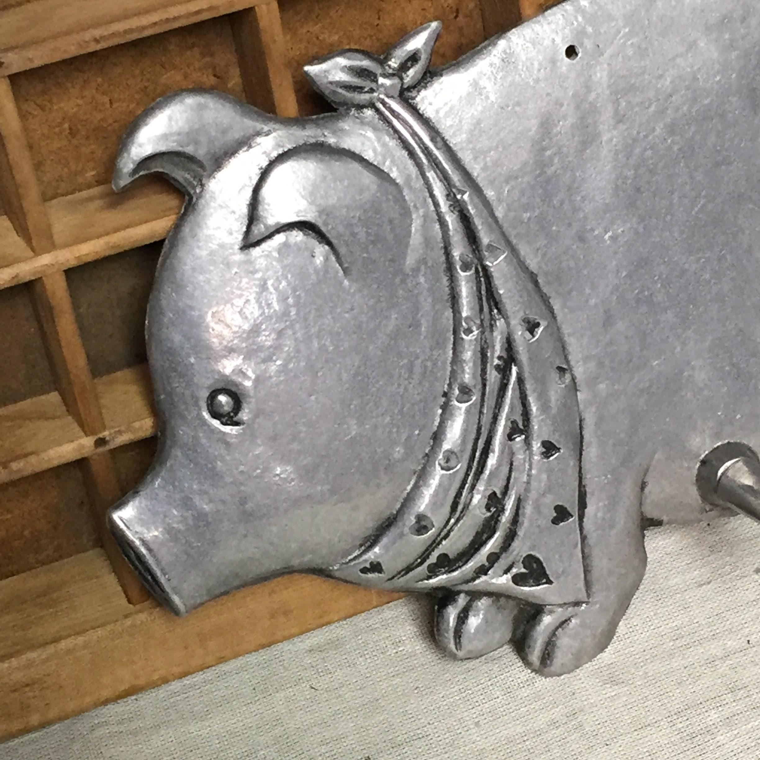 Pewter, Pigs (Three Different Ones), Set of 3 Pigs, Wall Hanging, Three