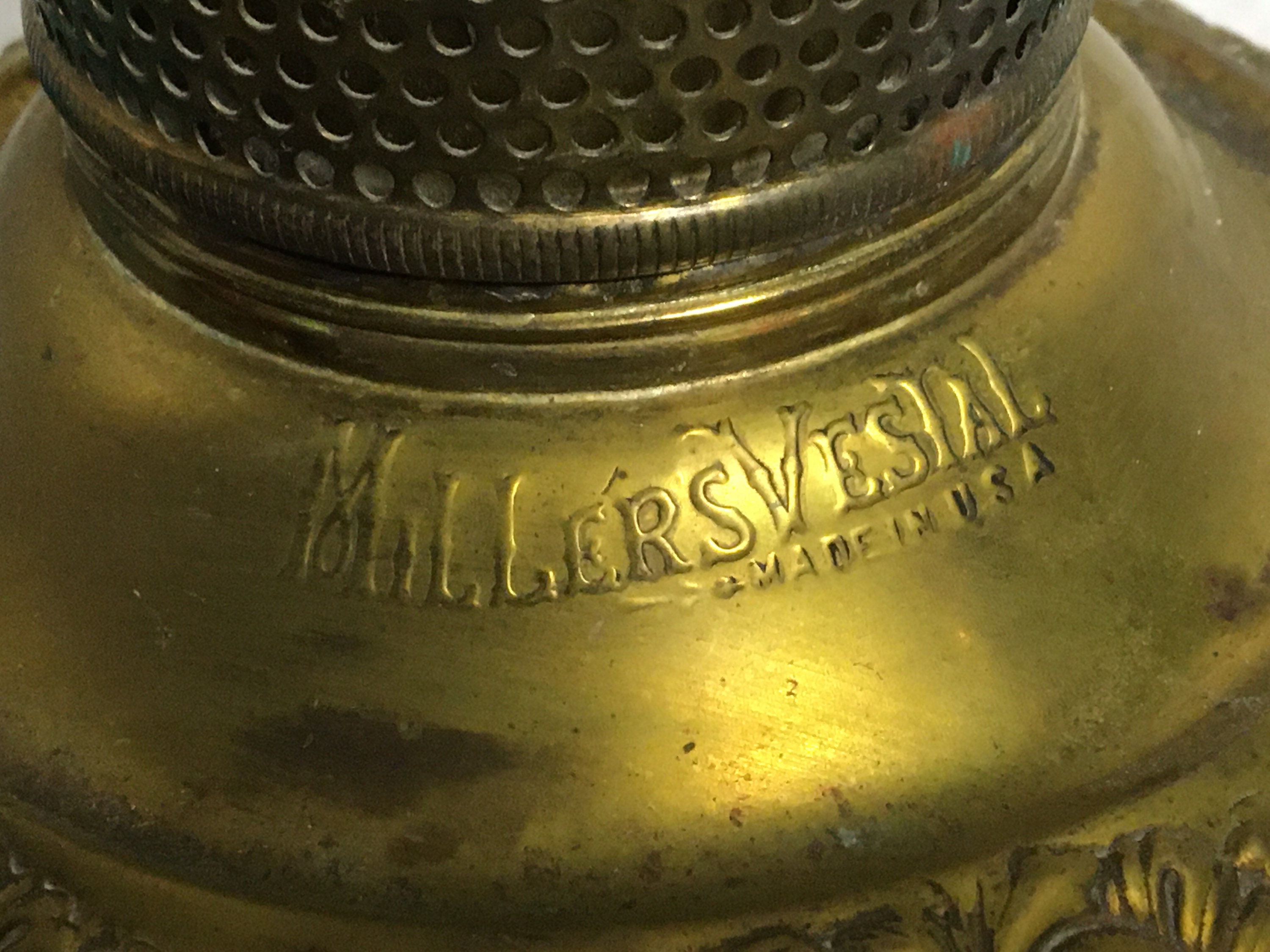 RESERVED For DEB Vintage Edward Miller Brass Electrified Hurricane Lamp