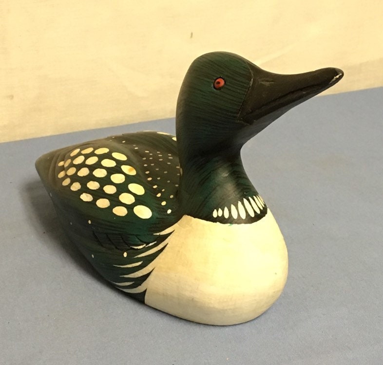 Hand Carved Wooden Loon Decoy, Duck Decoy, Hunting Lodge, Cabin Decor