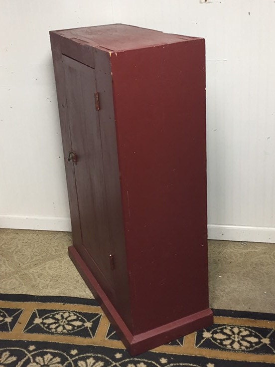 Antique Primitive Jelly Cupboard With Original Hardware Burgundy