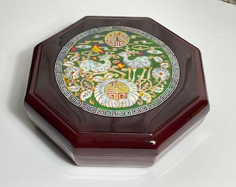 Korean Najeon Chilgi Lacquer Box, Octagonal Box with Mother of  Pearl Inlay Lid,