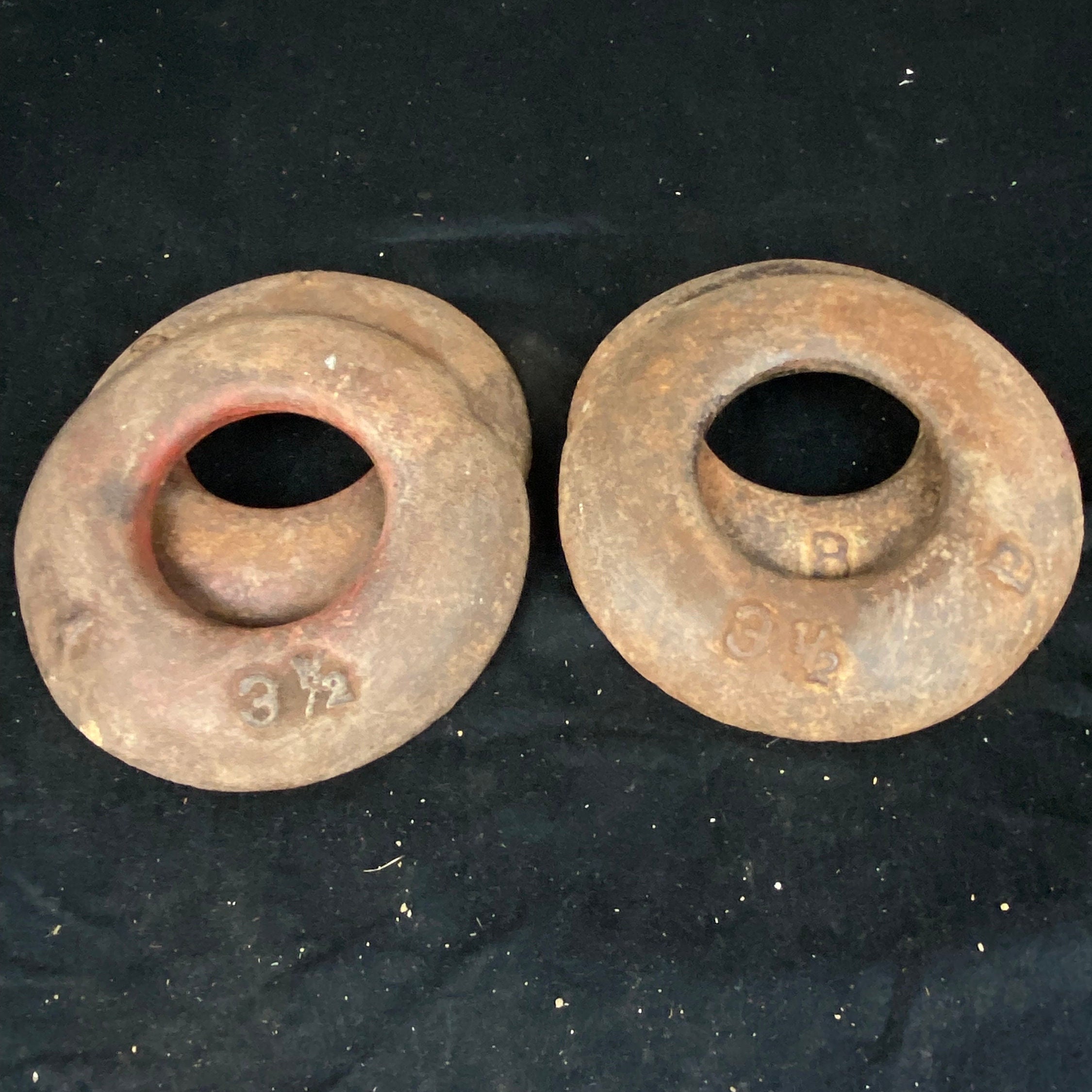 Antique Iron Pitching QUOITS, 31/2 LB, Outdoor Lawn Party Game