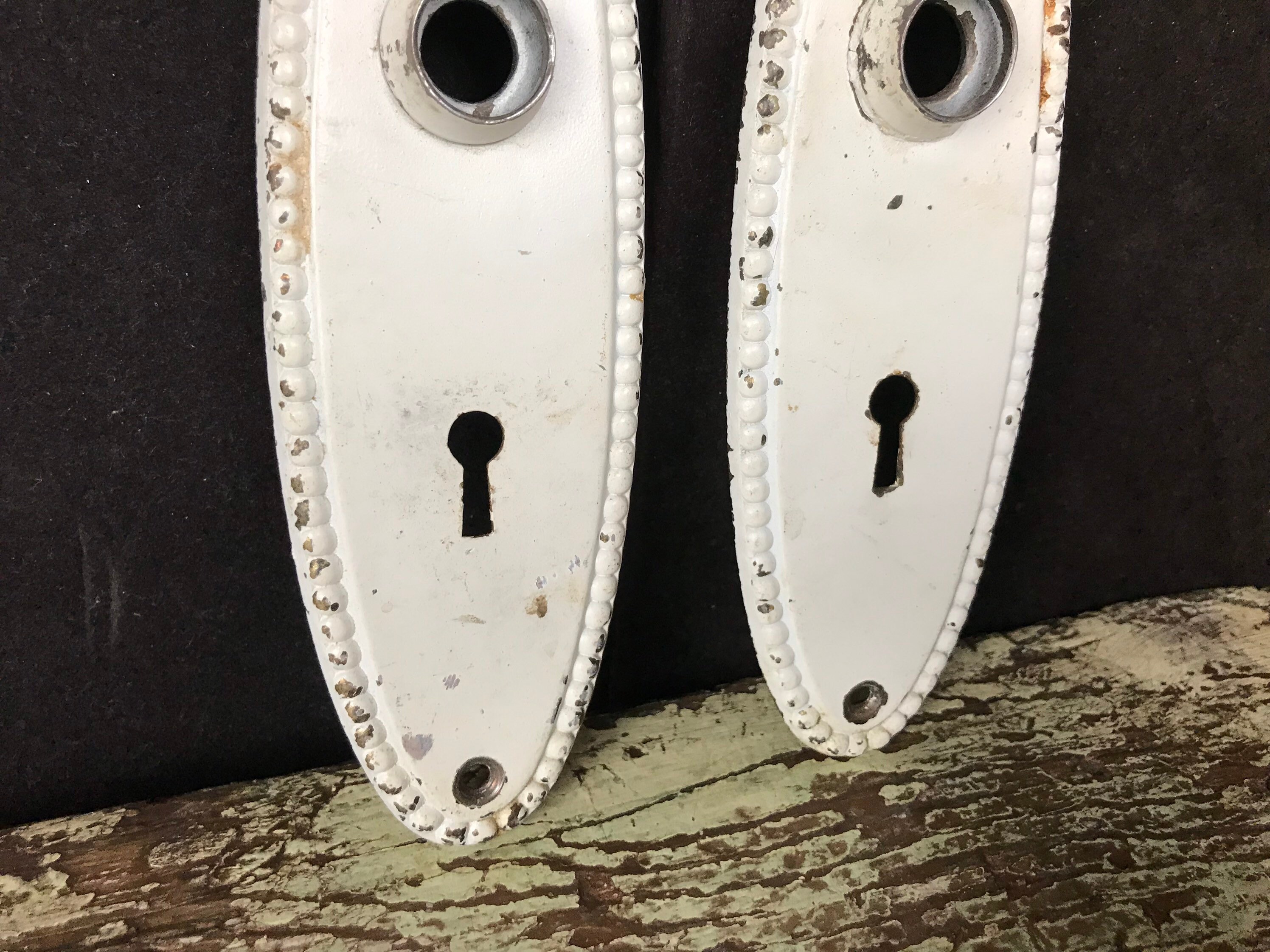 Antique Brass Oval Art Deco House Door Knob Back Plates, Door Lock Hardware