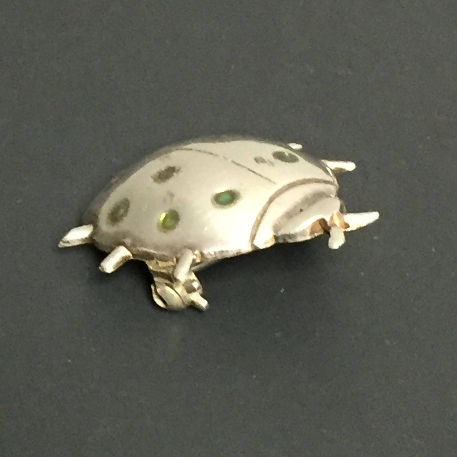 Vintage Sterling Silver and Enamel, Ladybug Brooch, Pin, Beetle Pin