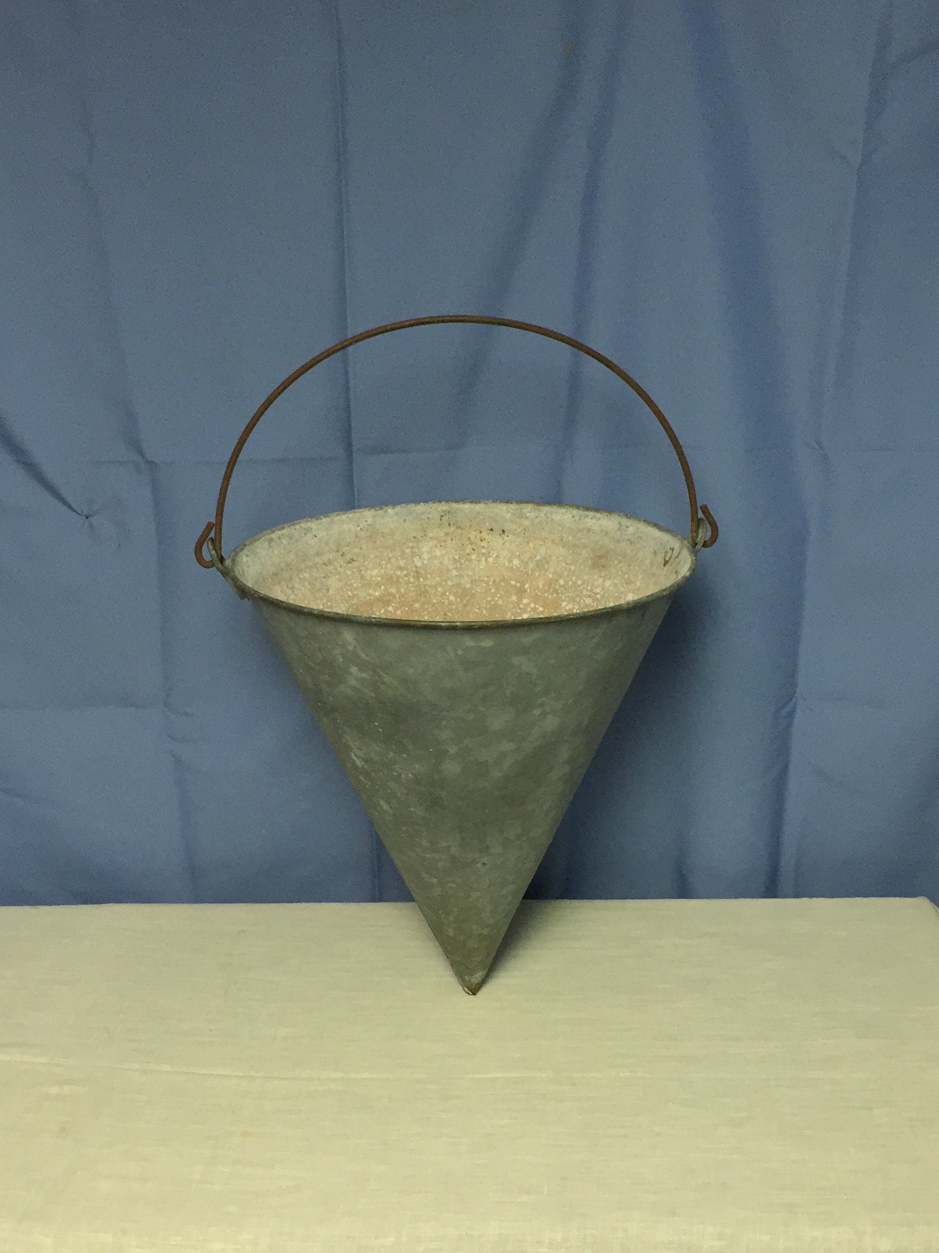 Vintage Galvanized FIRE Water Bucket, Industrial Factory Fire Water