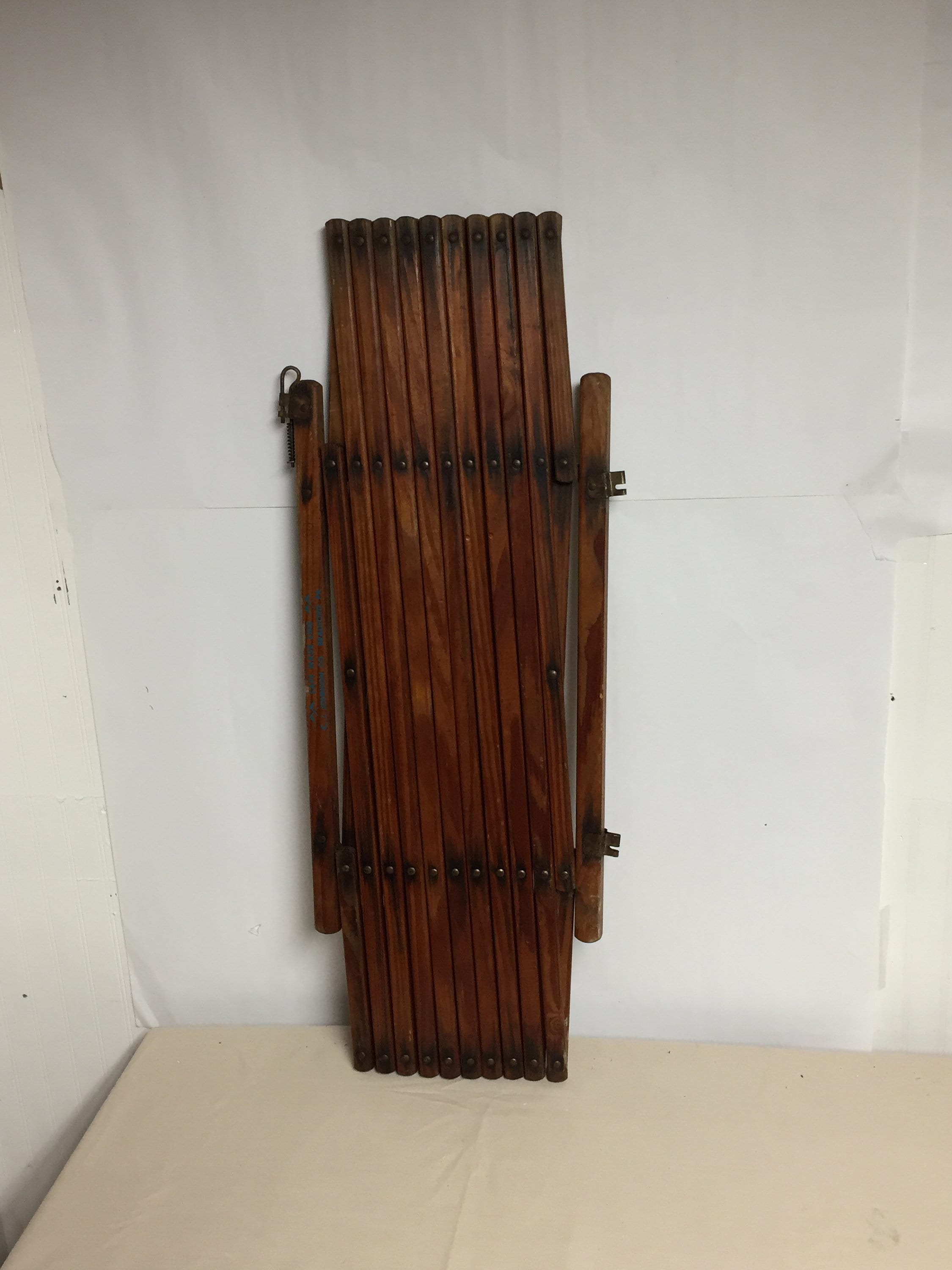 Vintage Wooden Folding Safety Gate, Expanding Gate, Accordion Gate, C. J. Johnson Co. Bradford, Pa