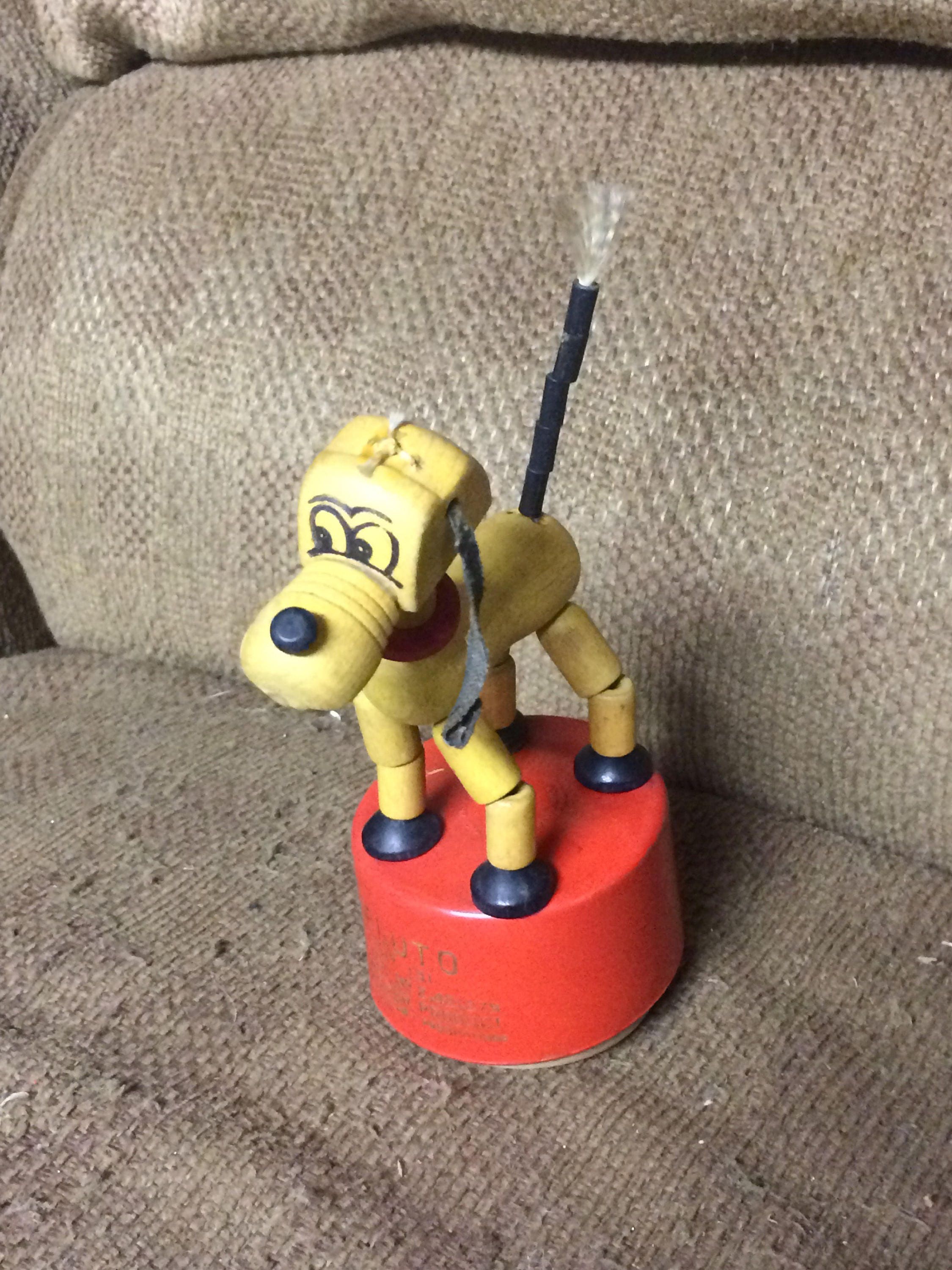 1950's Pluto Wooden Push Puppet with Red Base