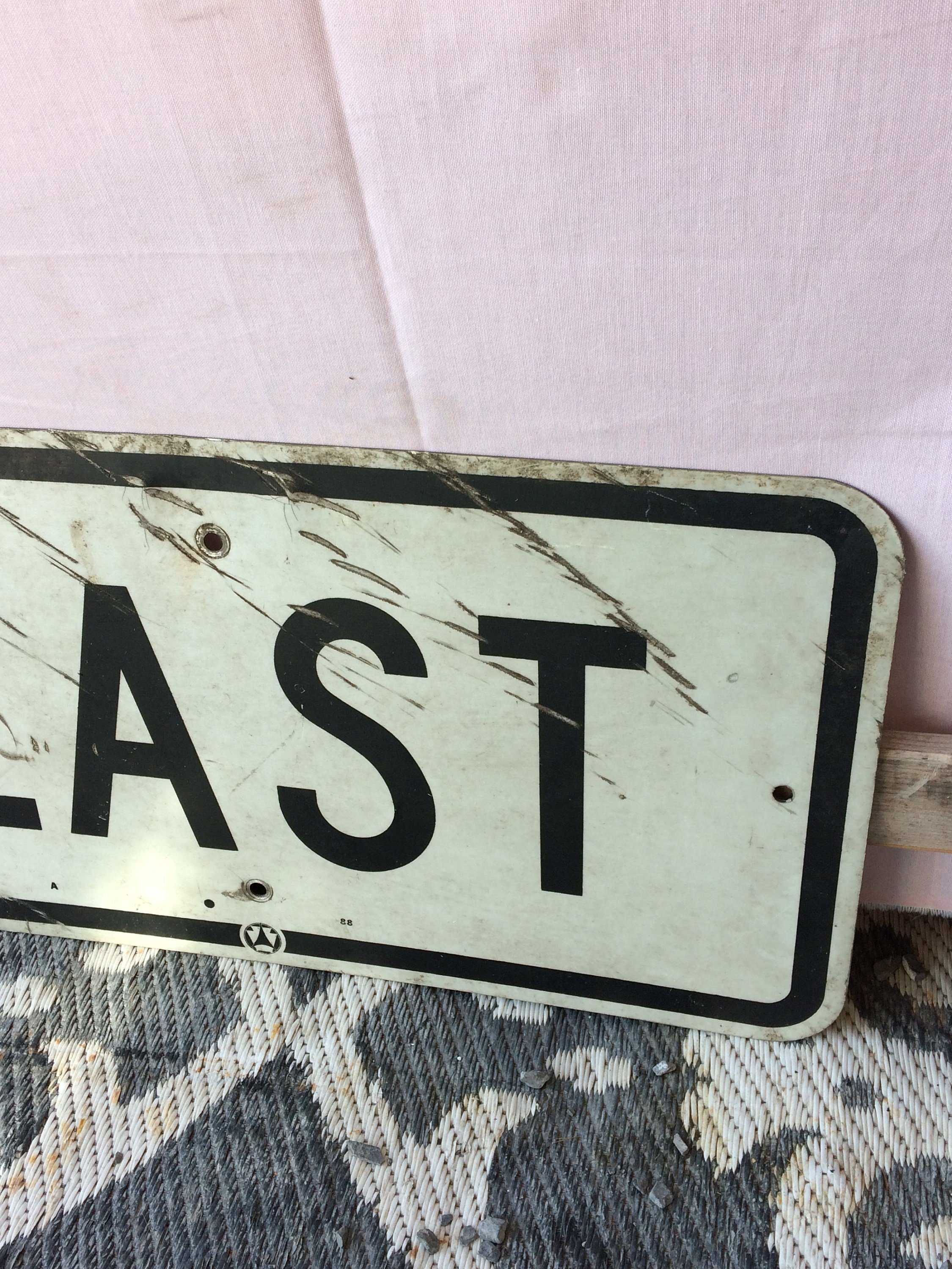 Authentic Metal EAST Road Sign, Vintage PA Highway Street Sign, Man