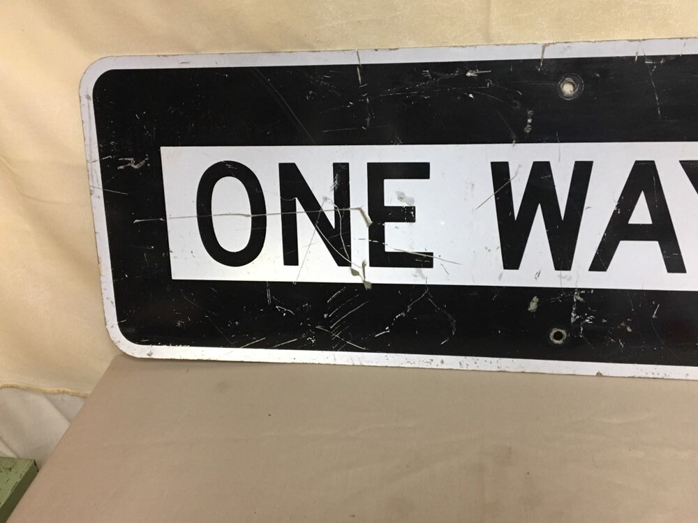 Vintage Metal ONE WAY Street Sign Arrow, Penna Highway Sign, Man Cave One Way Street Signs