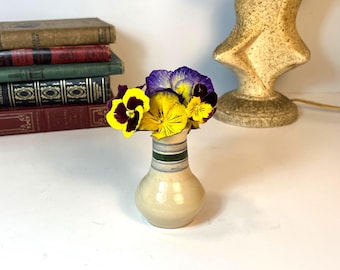 Jamestown Pottery Miniature Vase with Blue Stripes