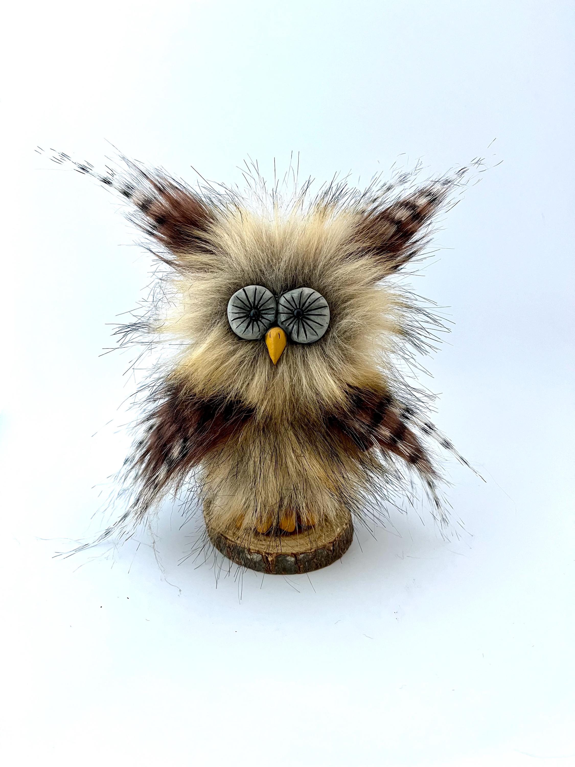 Faux Fur Fluffy Owl: Polymer Clay Details