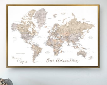 Aged Vintage World Map Texture And Art Print Home Decor Wall Art Poster C