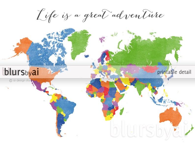 printable world map with countries and names typography etsy