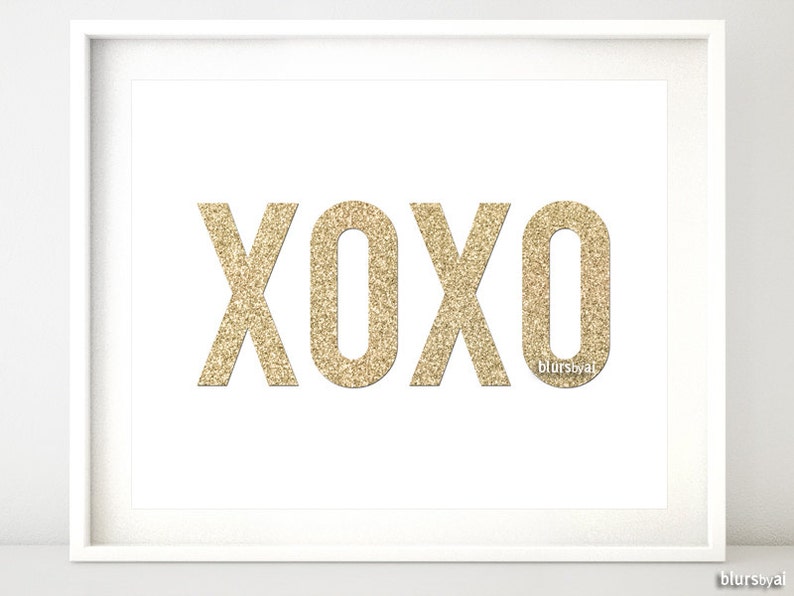 Glitter XOXO PRINTABLE Xoxo Art Print Pdf Gold Glitter Text Etsy