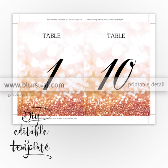Printable Seating Chart Template For Word Rose Gold Wedding