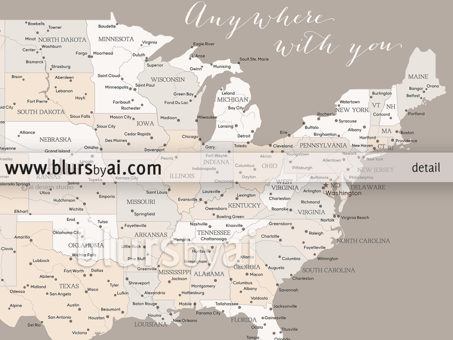 Fully personalized map of the US personalized gift custom | Etsy
