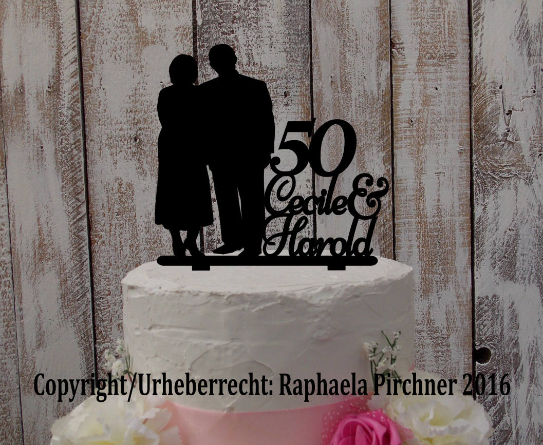 Wedding Cake Topper 50th Golden Wedding Anniversary Names Etsy