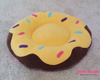 Yellow Cream Chocolate Donuts Bed~~!!! Unique,Lovely Dog & Cat ..Pet Bed~!! /  X-Small / Small / Medium Size