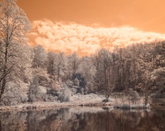 Piedmont Pond,  fine art nature photography prints, oversized wall decor, infrared photography, landscape photography, large wall art