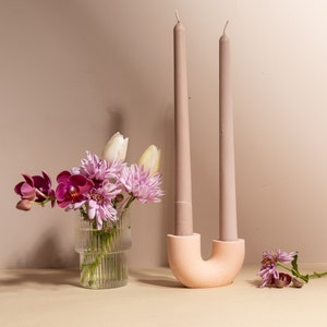 Handmade Double Candle Holder, Jesmonite Concrete, U Shape, Housewarming Gift, Birthday Gift, Dual Candle holder, Valentines Gift image 7