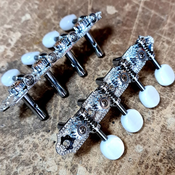 Bouzouki Tuners | Grover Professional Bouzouki Tuners Chrome & Pearl Button