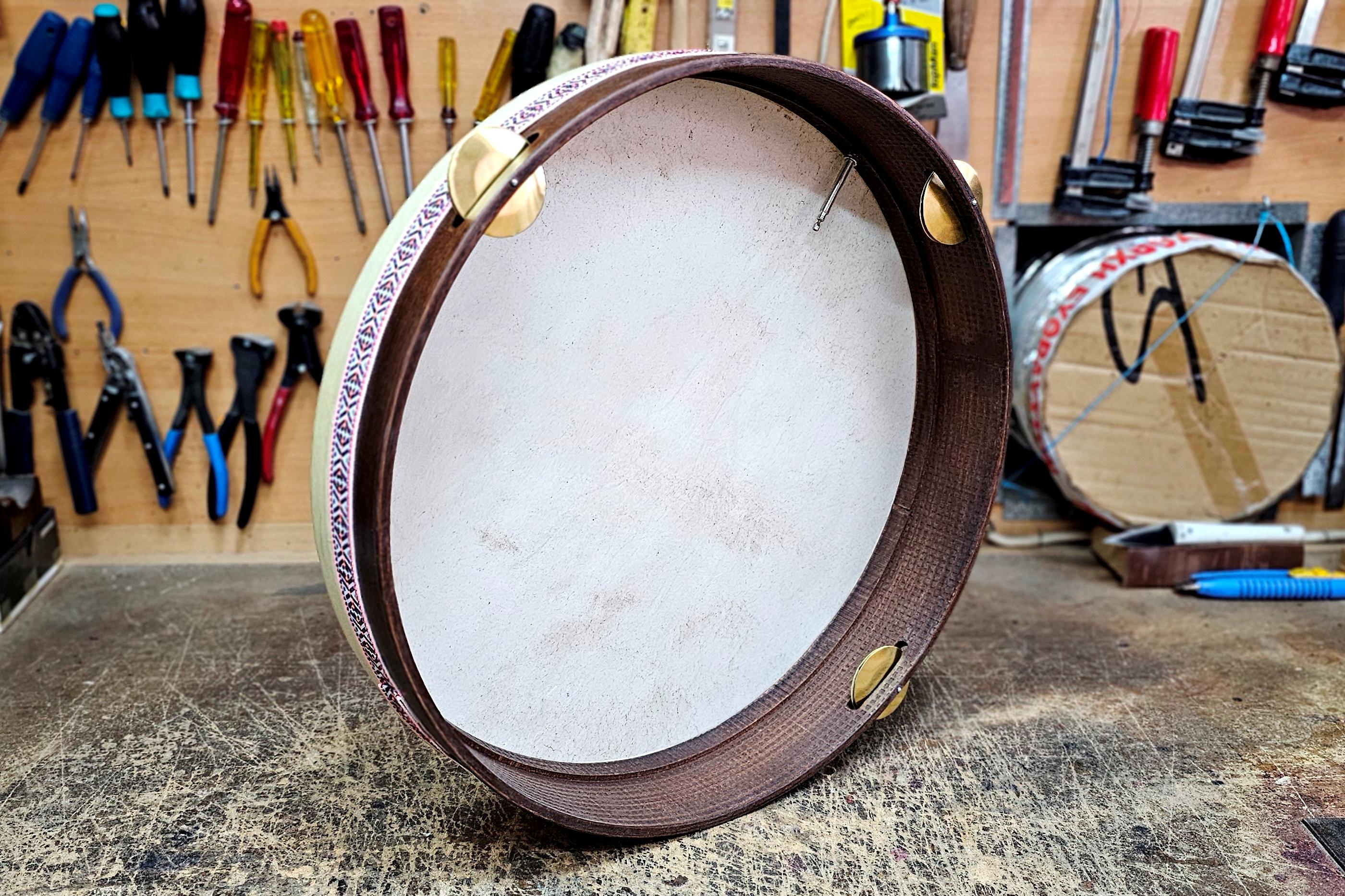Daire 18" | Handamde Greek Frame Drum Dahares with Brass Zills 18 inches wide