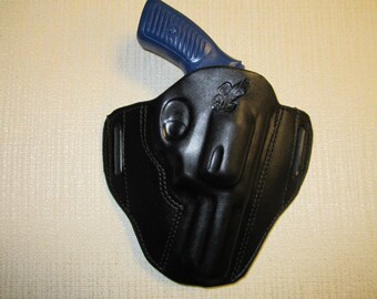 FITS Ruger SP101 357 with 3.2" barrel, formed leather,owb, Pancake belt holster