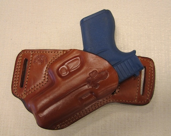 GLOCK 43 y 43X, cuero MARRÓN moldeado, funda para cinturón, mano derecha, diseño ultradelgado