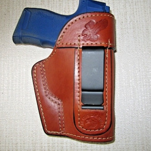 Fits SIG P365 IWB BROWN leather holster, right or left hand ambidextrous